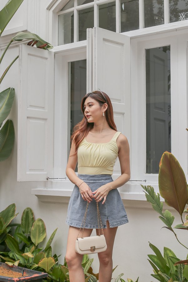 *TPZ* GISELLE BASIC RUCHED TOP V2 IN BUTTERMILK YELLOW