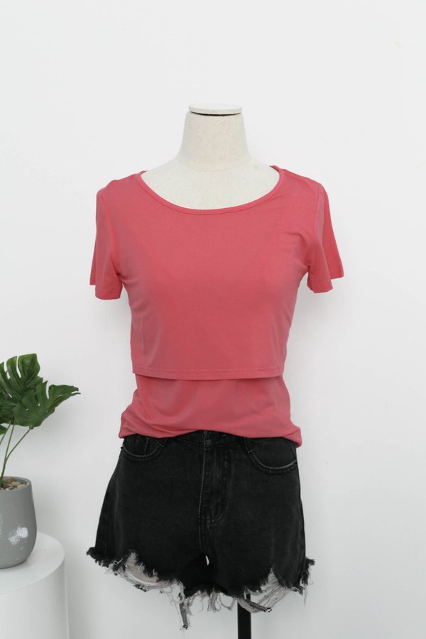 BASIC SHORT SLEEVE TOP IN PINK PUNCH
