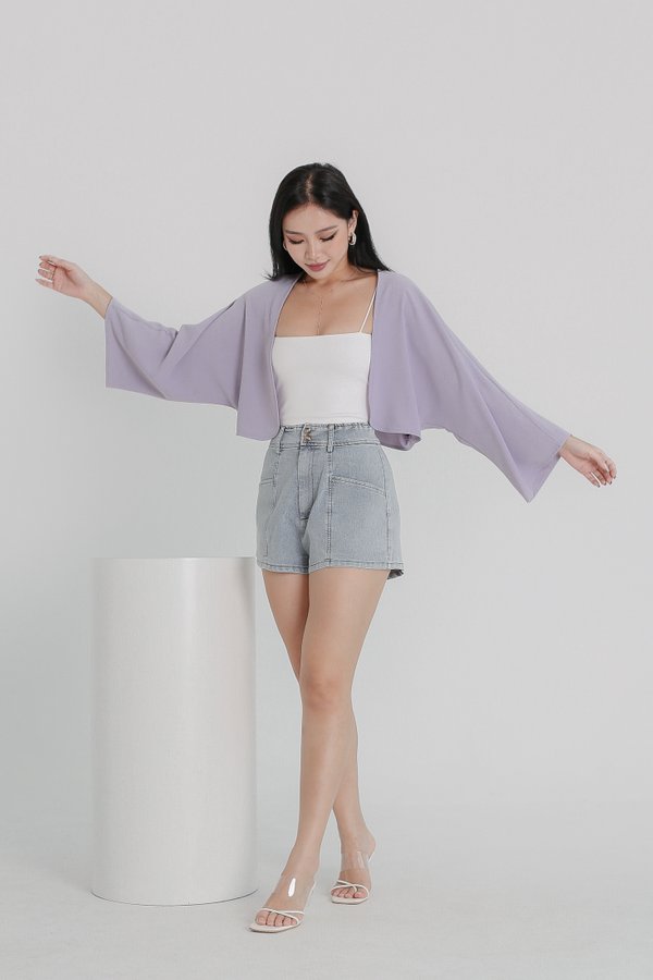 *TPZ* HANA CROPPED KIMONO IN MISTY LILAC