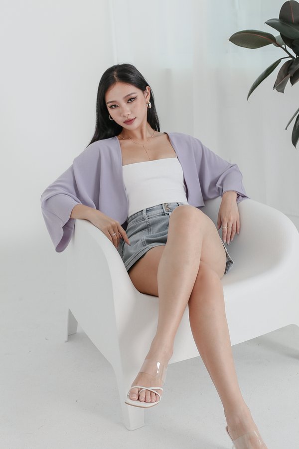 *TPZ* HANA CROPPED KIMONO IN MISTY LILAC