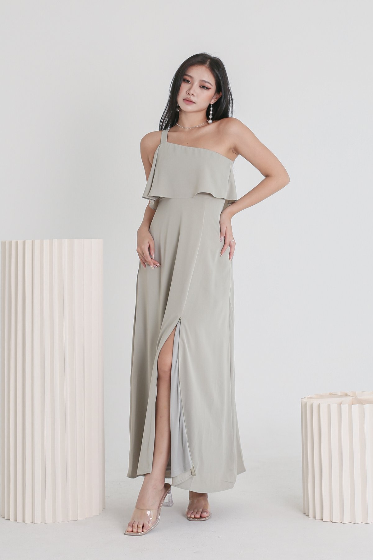 *TPZ* GRECIAN TOGA MAXI DRESS IN SAGE | TOPAZETTE