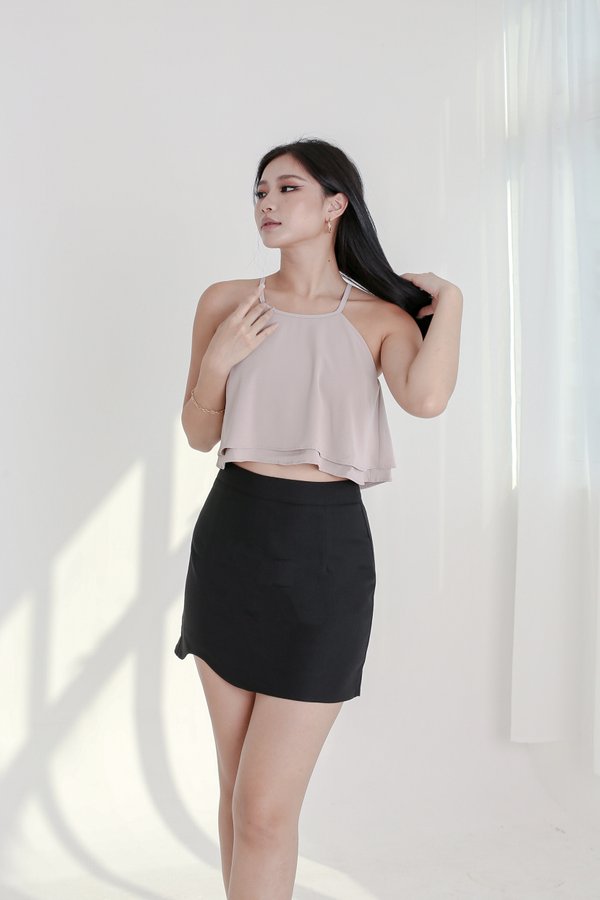 *TPZ* INSIDER CURVED HEM SKORTS IN BLACK