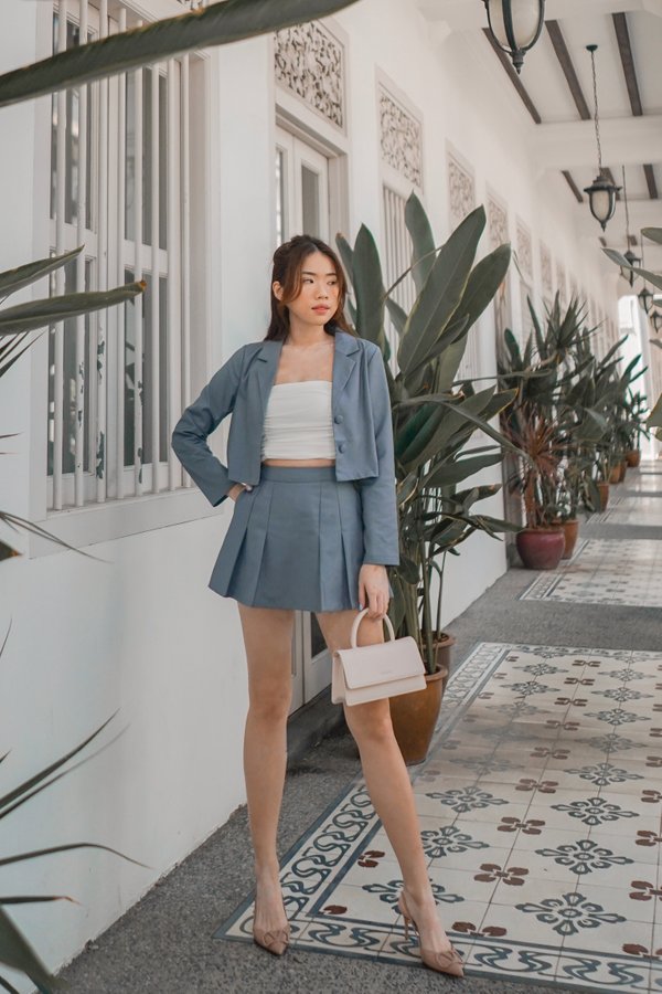 *TPZ* ON POINT CROPPED BLAZER IN STALE BLUE