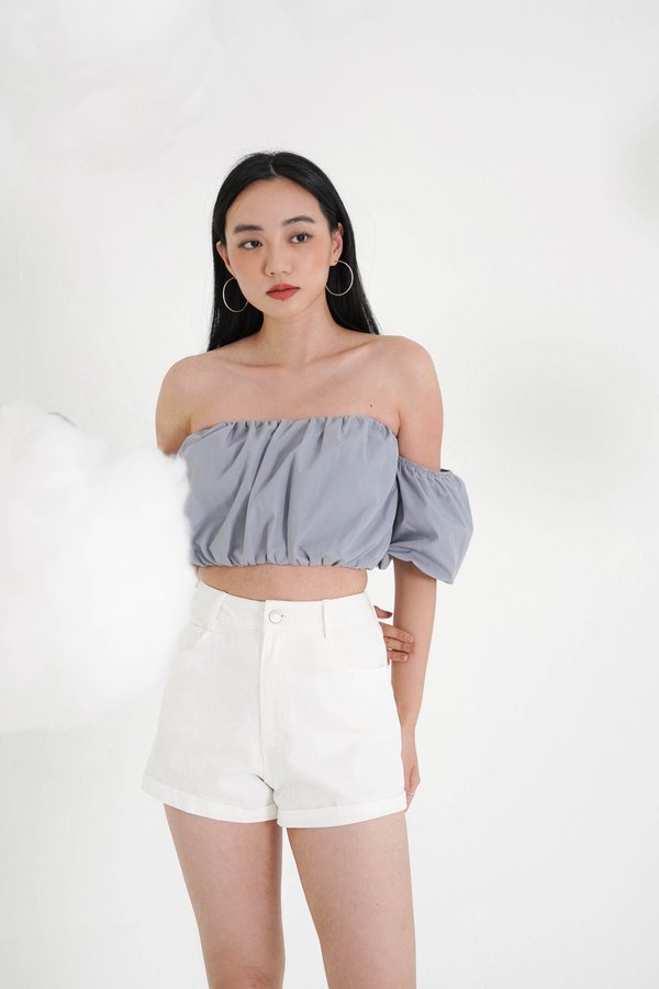 *TPZ* CLOUD PUFF 2 WAYS TOP IN FROST BLUE