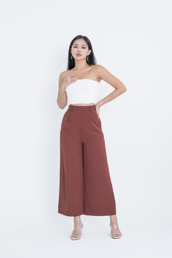 *TPZ* RUNWAY HIGH WAISTED PANTS (WITH SASH) IN TERRA ROSEWOOD
