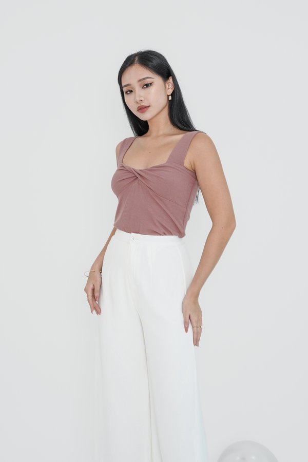 *TPZ* PERFECT TWIST BASIC TOP IN DUSTY ROSE