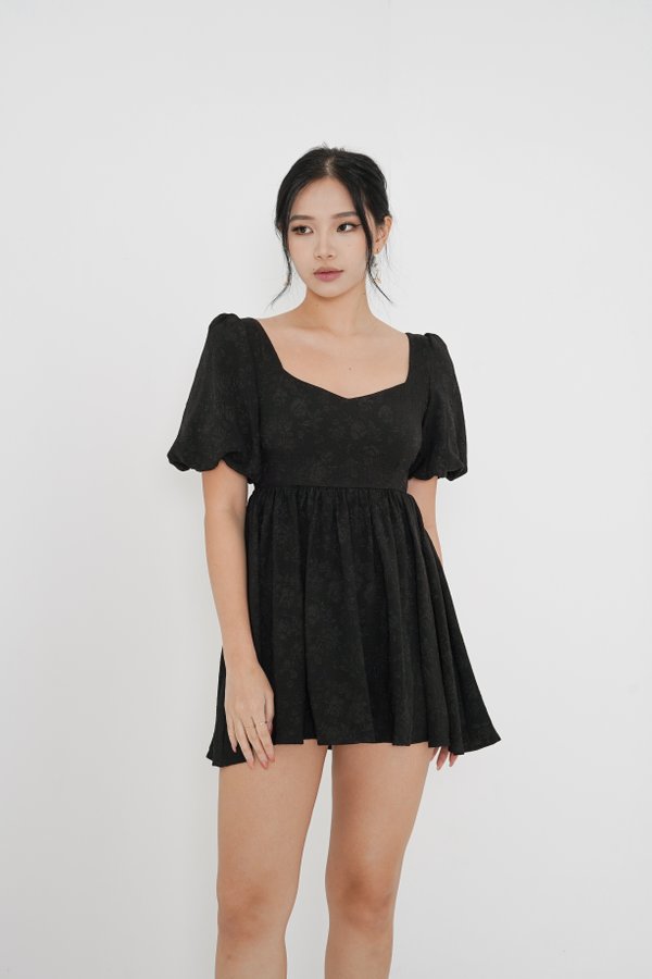 *TPZ* VAL BABYDOLL EMBROIDERY DRESS ROMPER IN BLACK