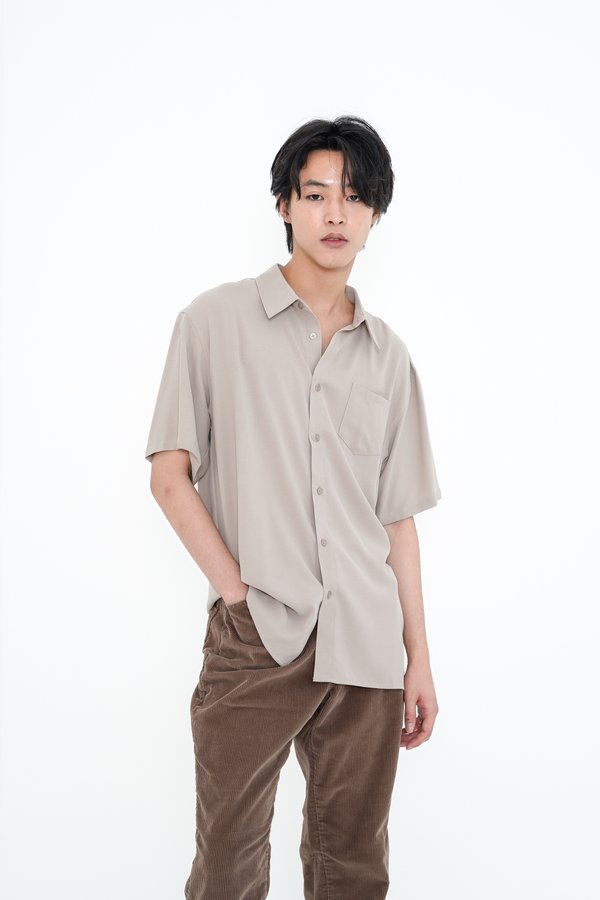 *TPZ* REMY UNISEX SHORT SLEEVES SHIRT IN IVORY STONE
