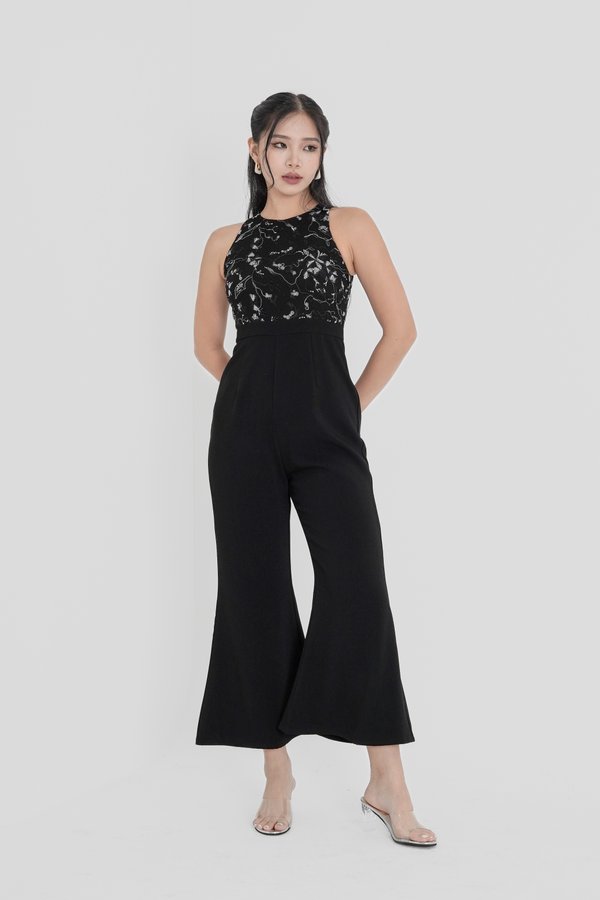 *TPZ* JEWEL SEQUIN EMBROIDERY JUMPSUIT IN BLACK