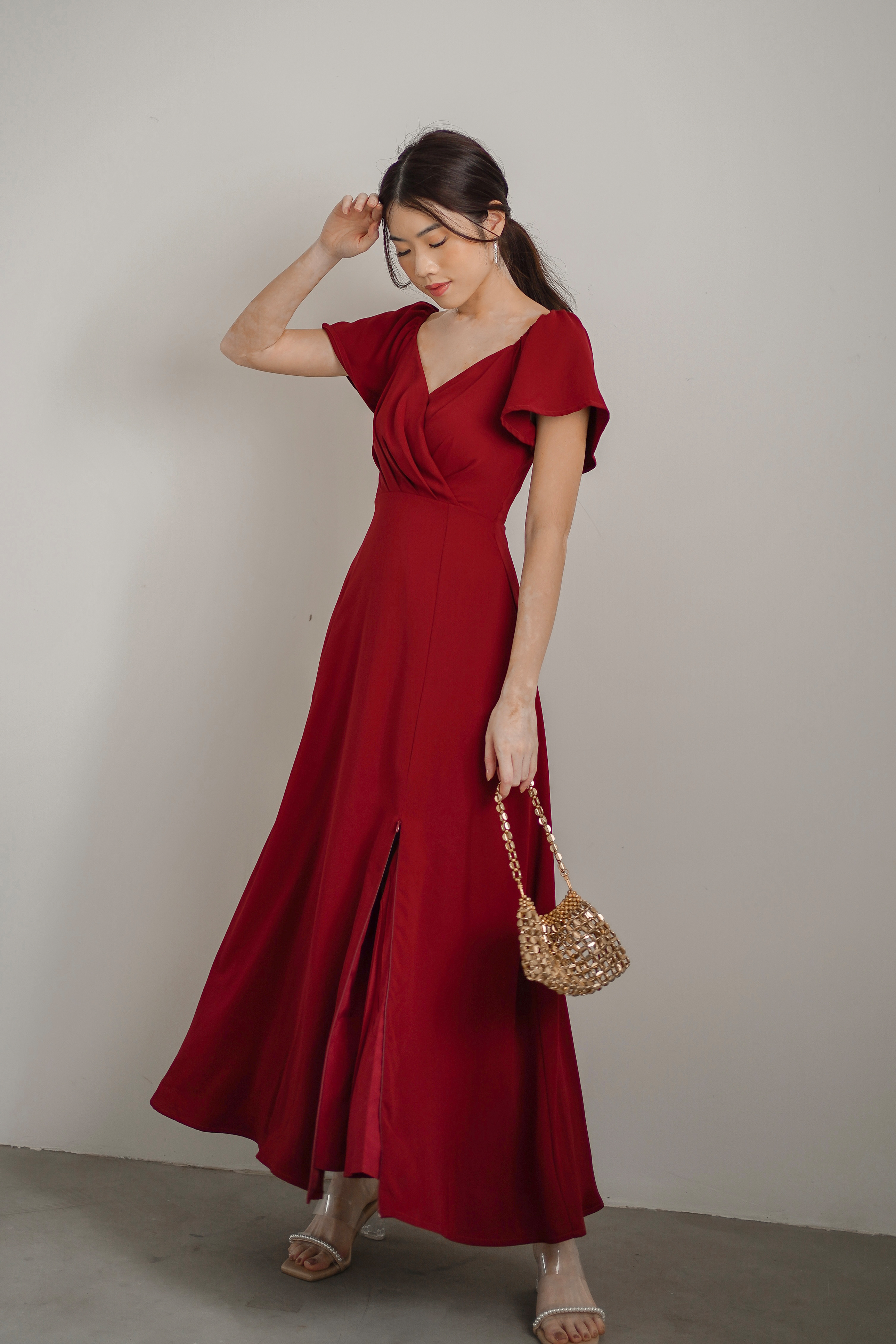 *Tpz* Elara Maxi Dress in Wine